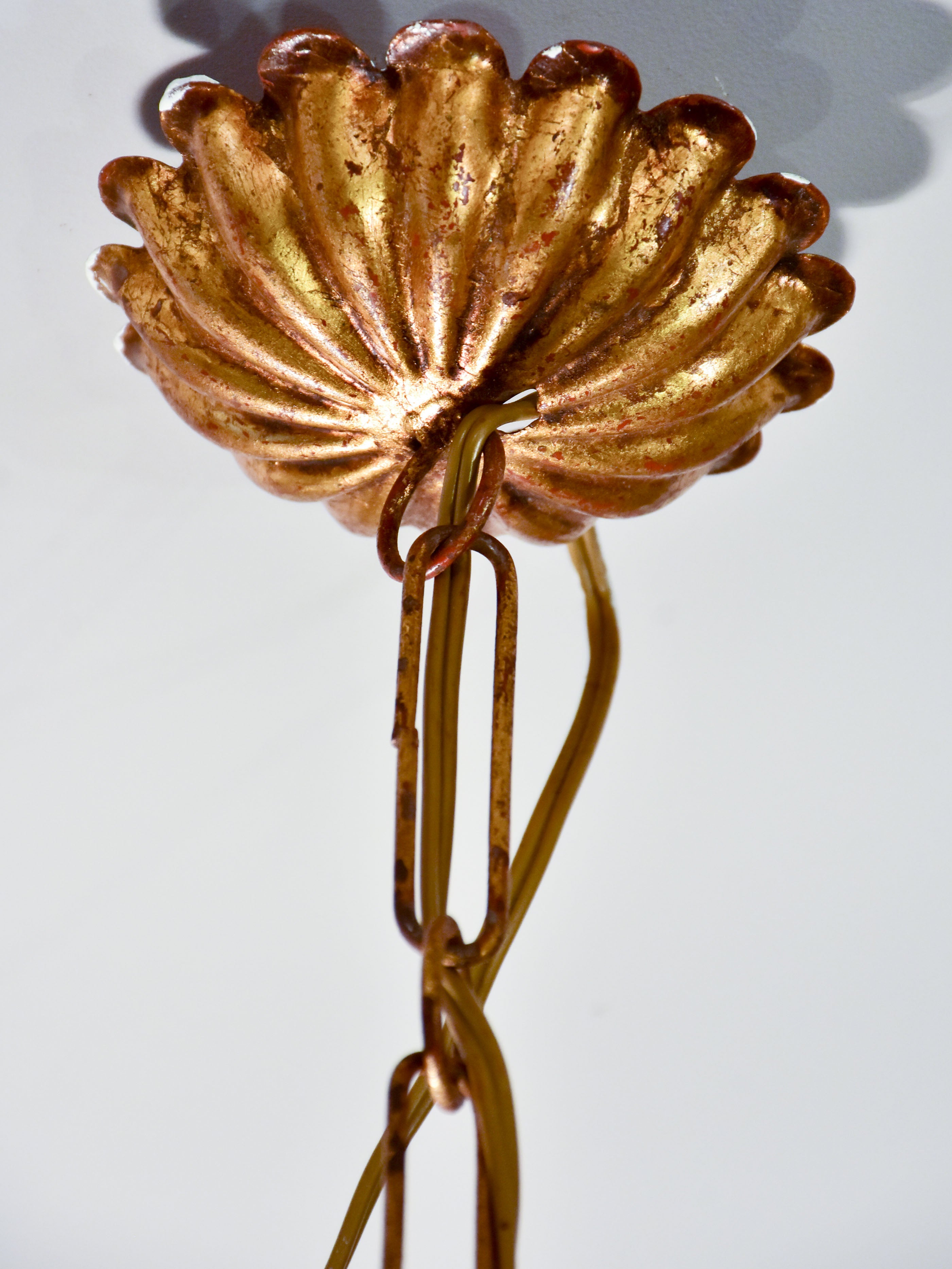 Vintage Italian chandelier with Murano glass fruits and a decorative gilded frame