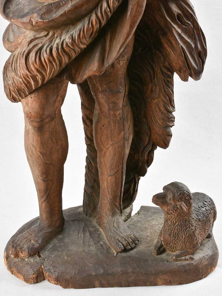 Detailed 17th-century John Baptist carved sculpture