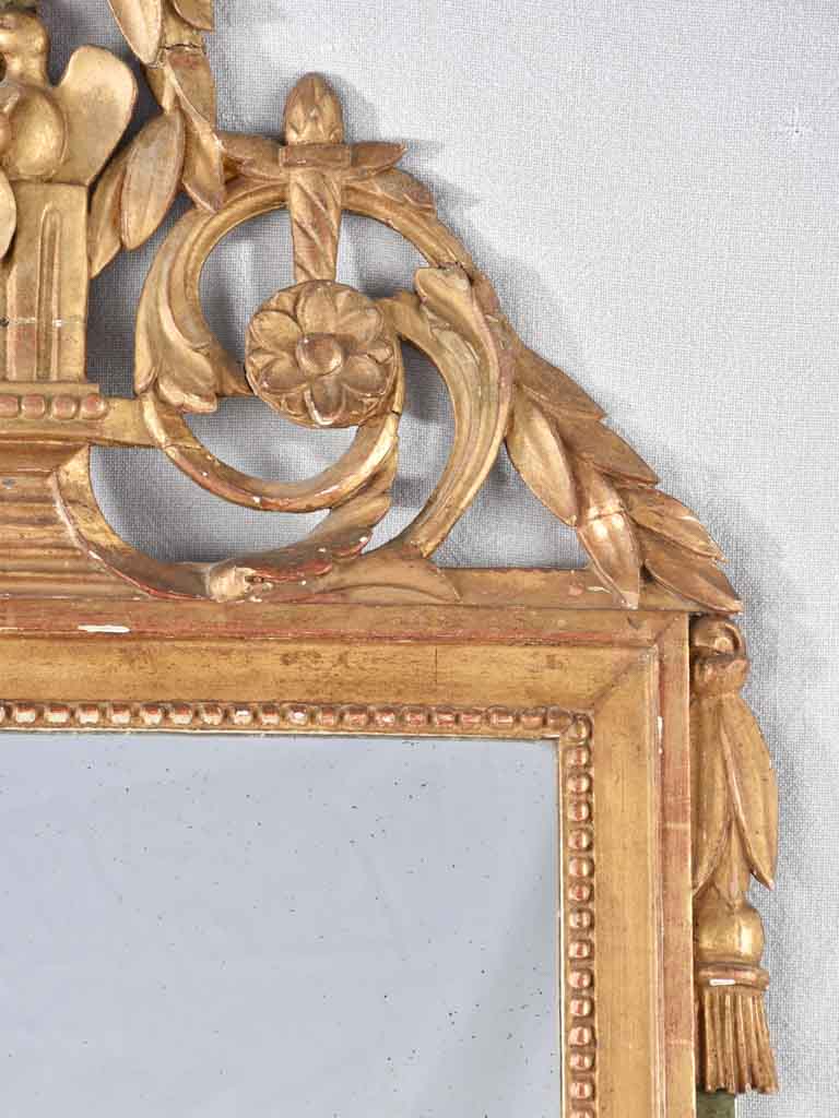 Large 19th century Beaucaire mirror with decorative crest 41¼" x 22½"