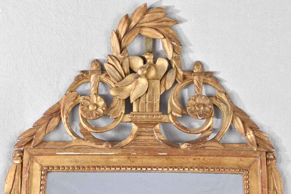 Large 19th century Beaucaire mirror with decorative crest 41¼" x 22½"