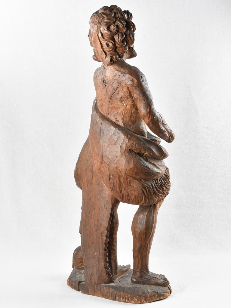 Hand-cut oak carved religious figure