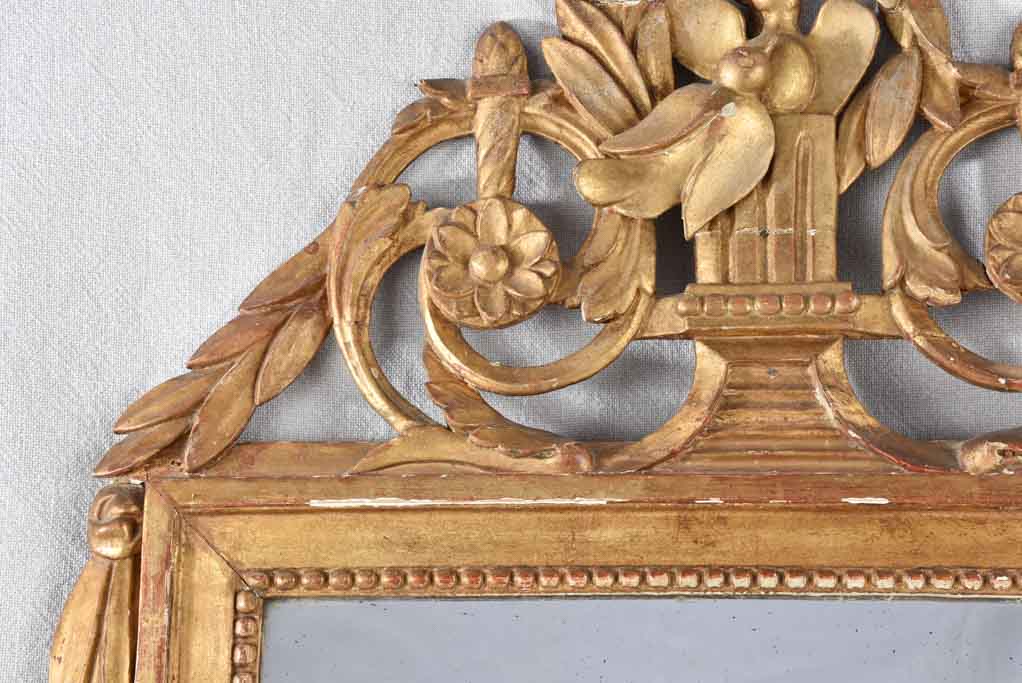 Large 19th century Beaucaire mirror with decorative crest 41¼" x 22½"