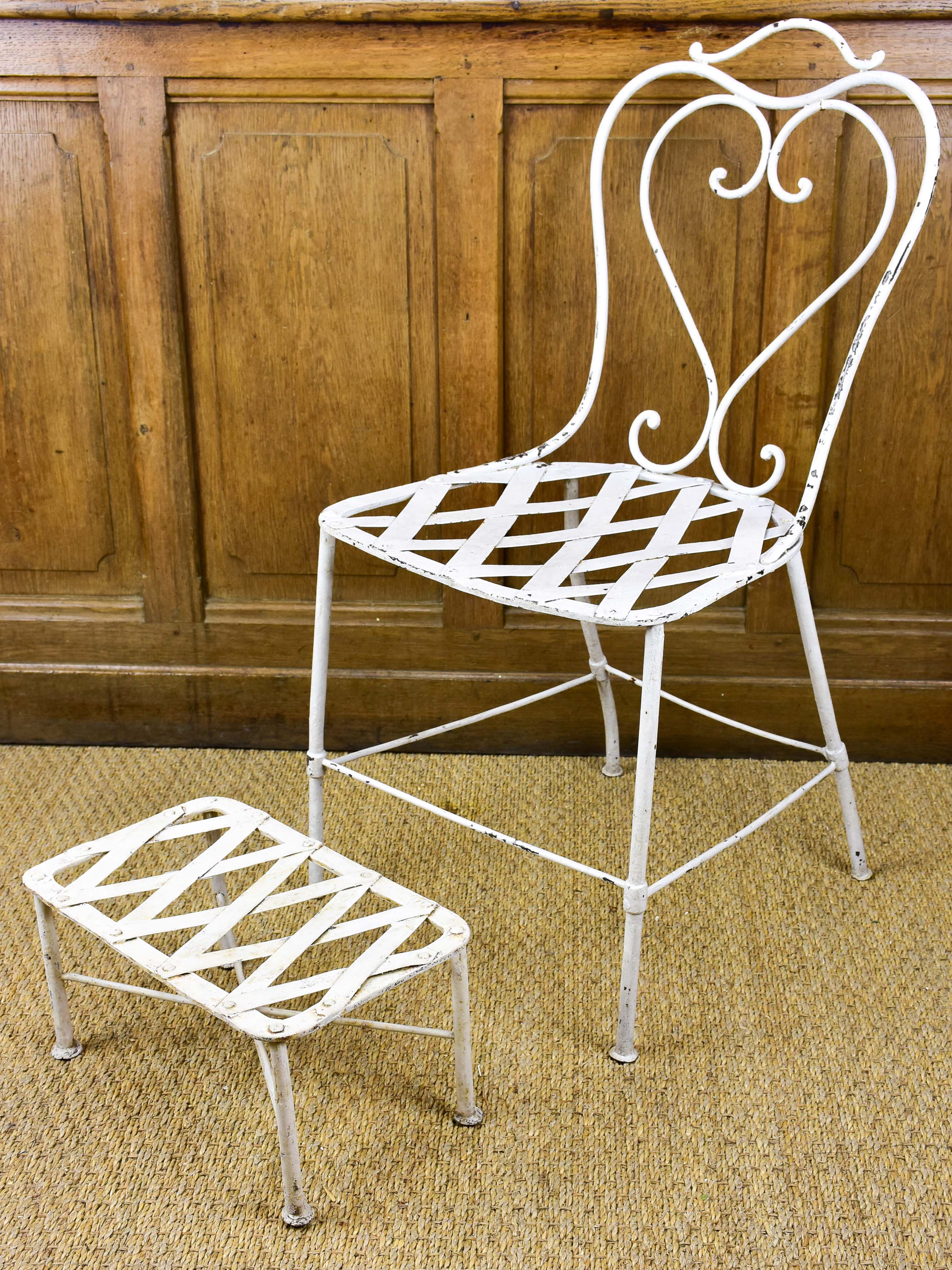 Antique French garden with footstool