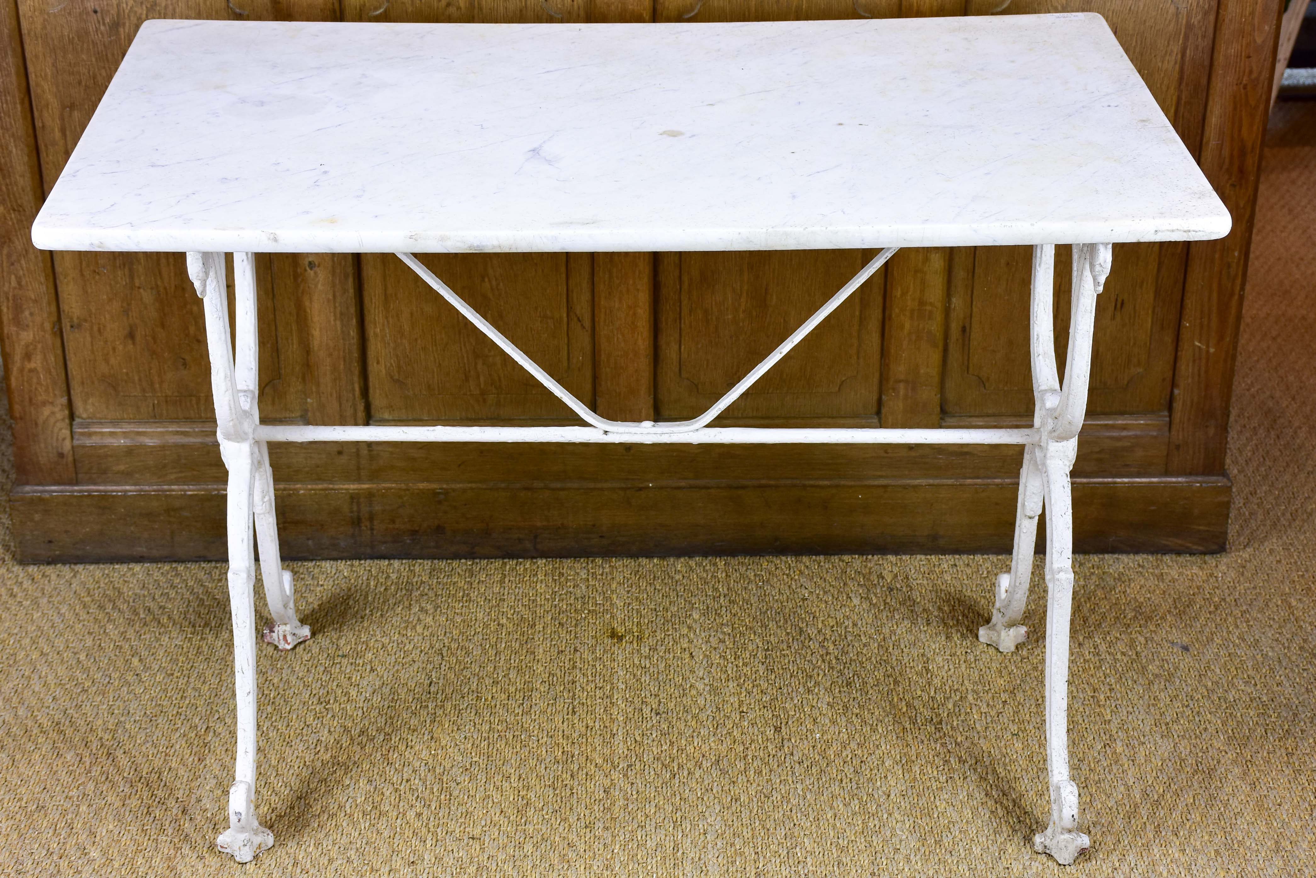 Antique French garden table with marble top