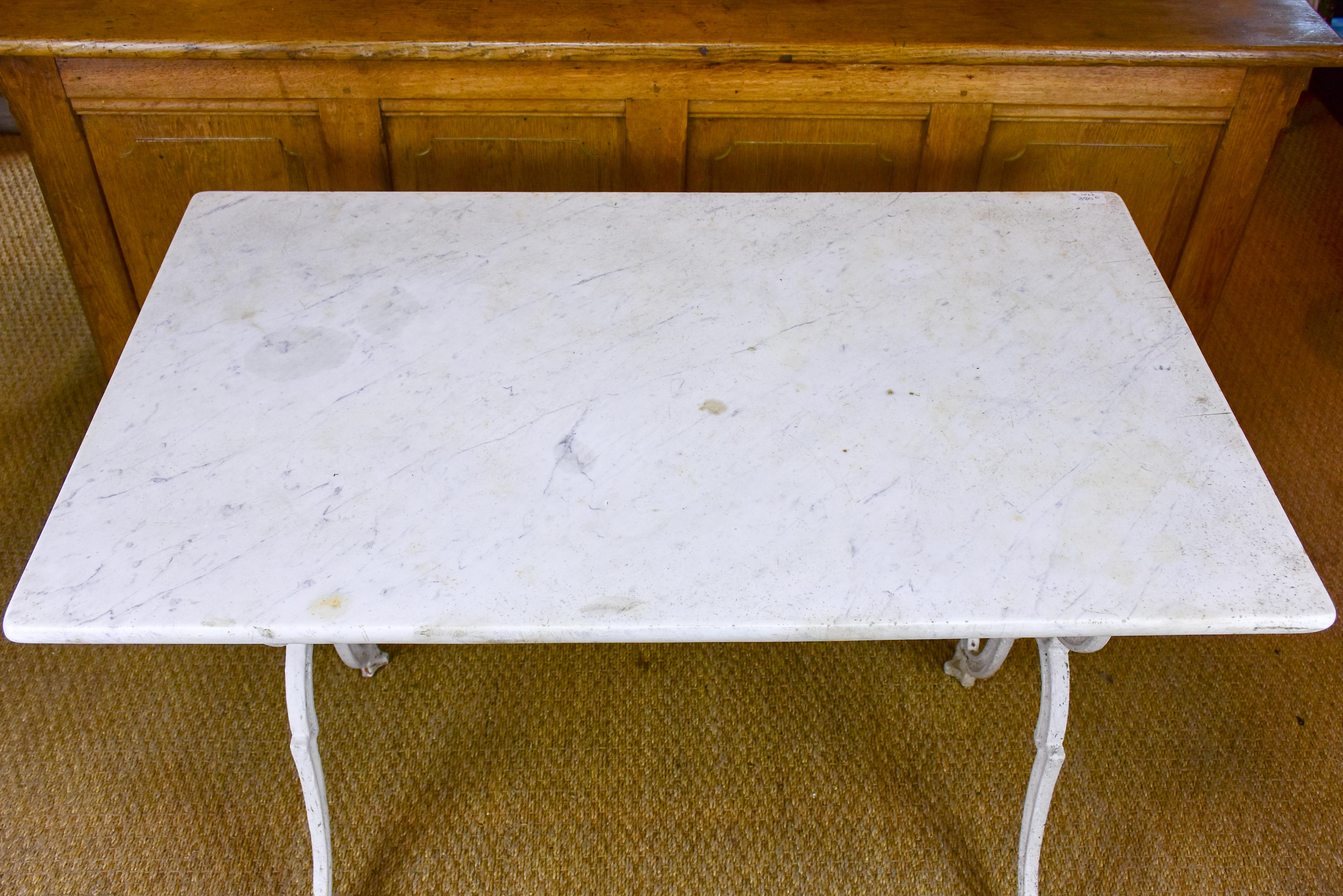 Antique French garden table with marble top