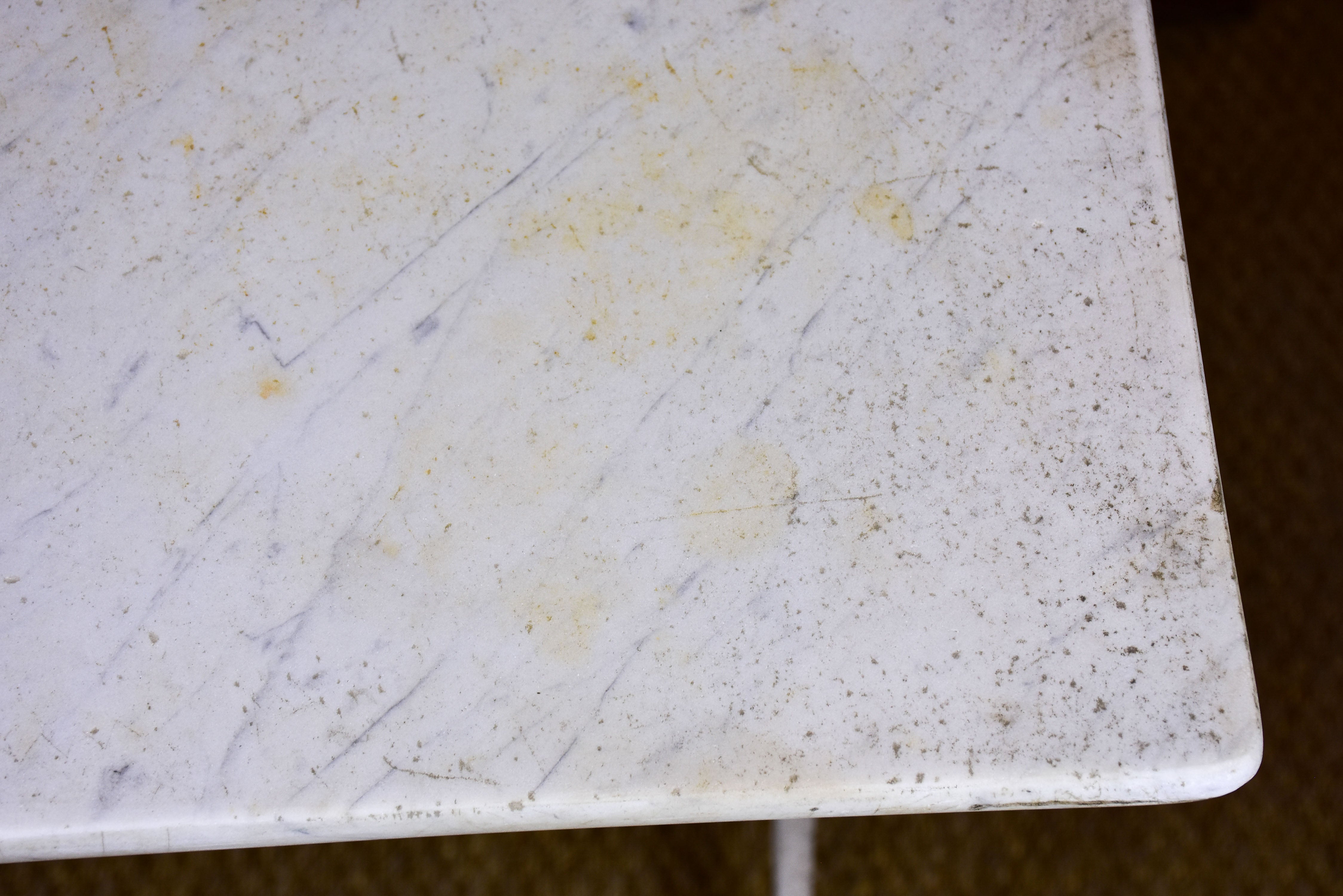 Antique French garden table with marble top