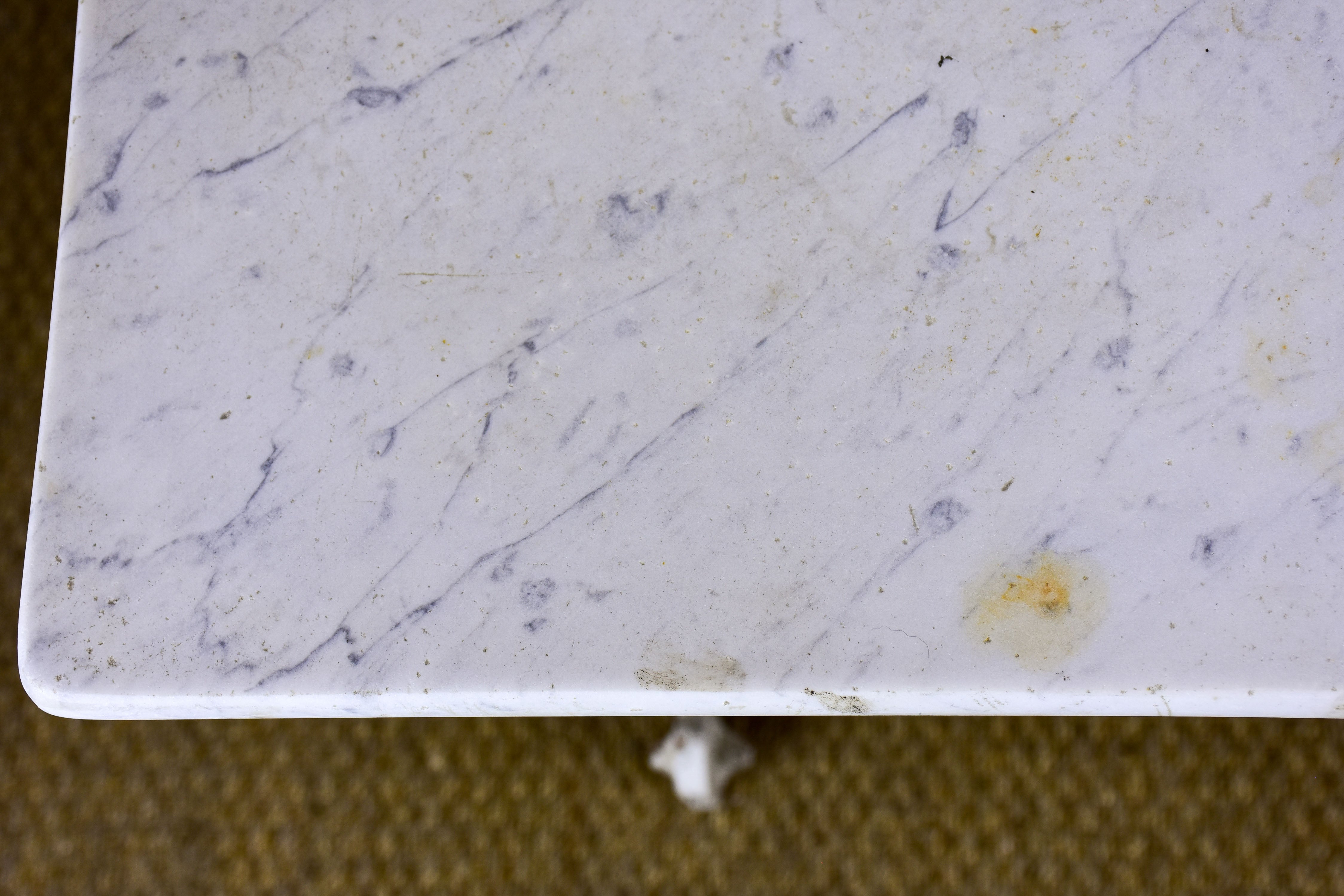 Antique French garden table with marble top