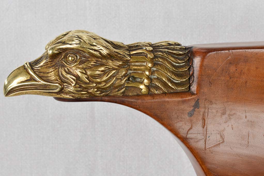 Empire desk chair, w/ bronze eagles & leather seat
