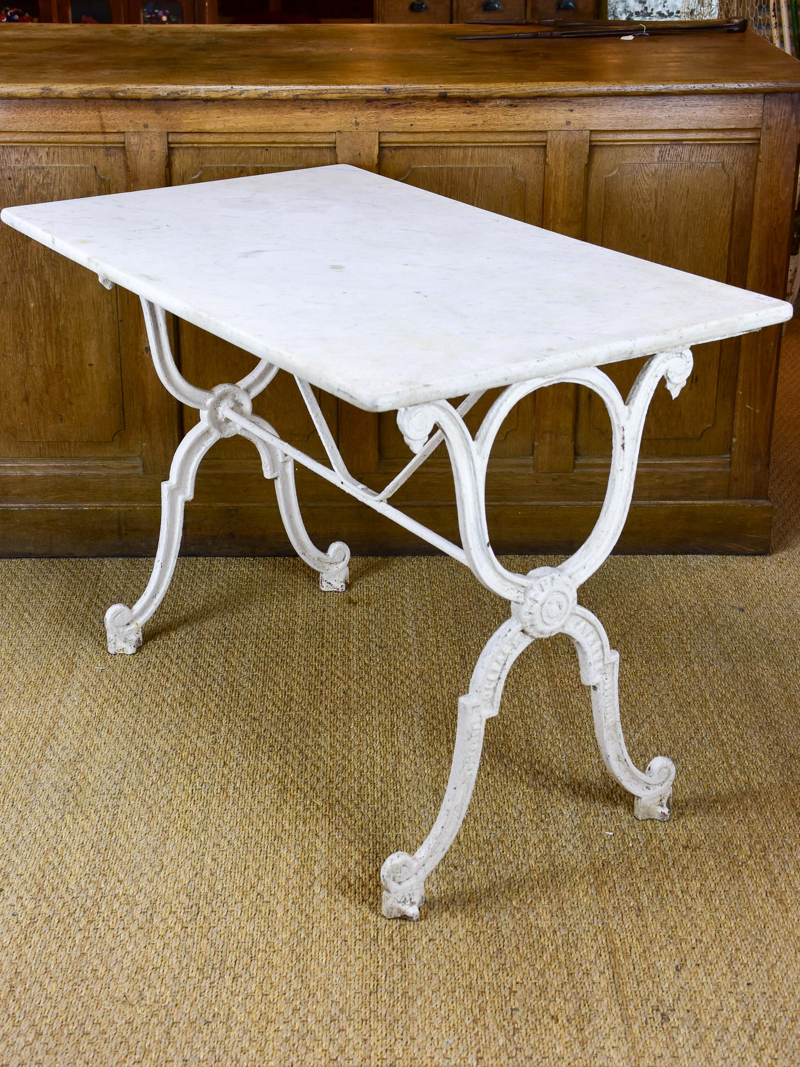 Antique French garden table with marble top