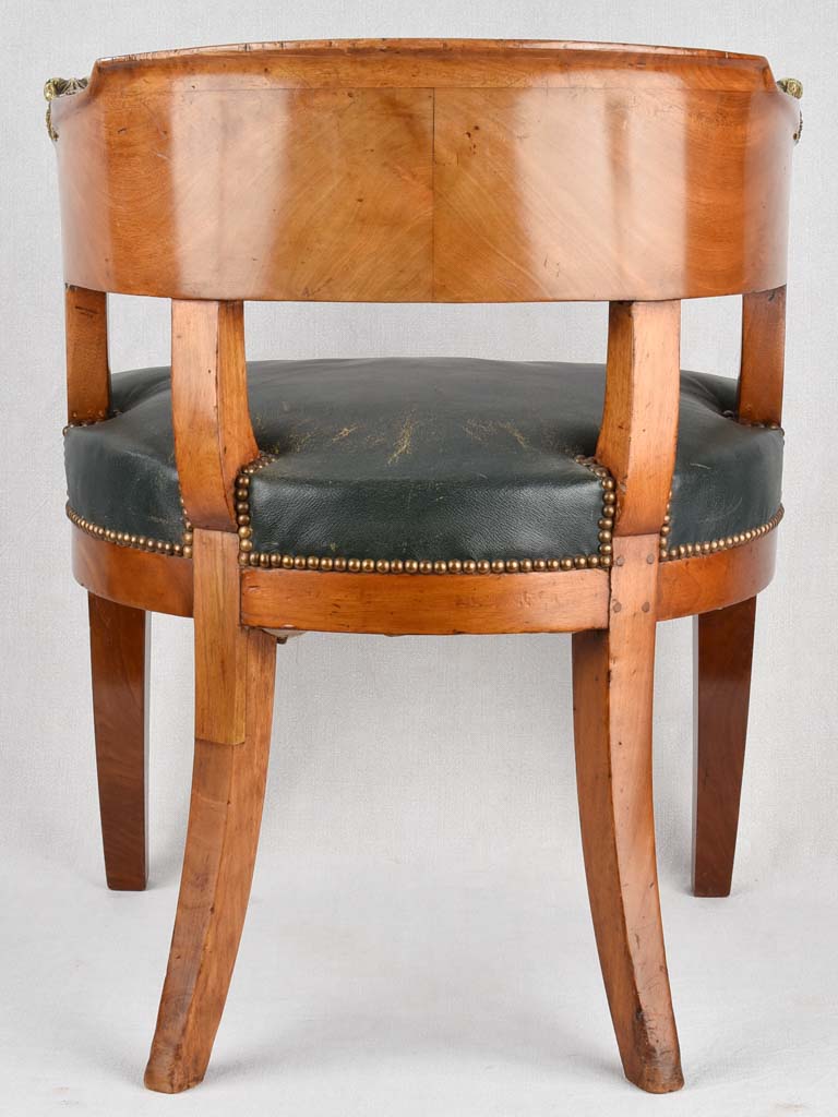 Empire desk chair, w/ bronze eagles & leather seat
