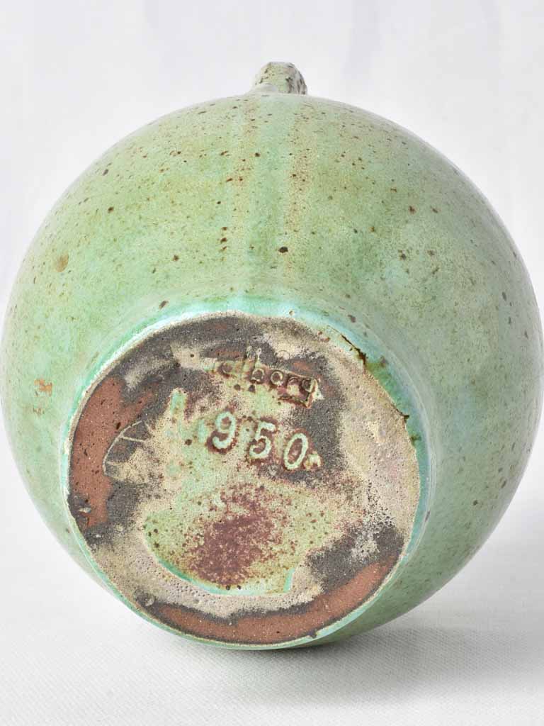 Vintage pitcher w/ celadon glaze 8¼"