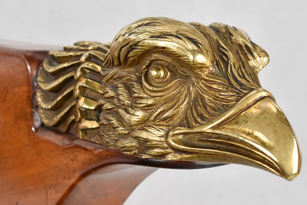 Empire desk chair, w/ bronze eagles & leather seat