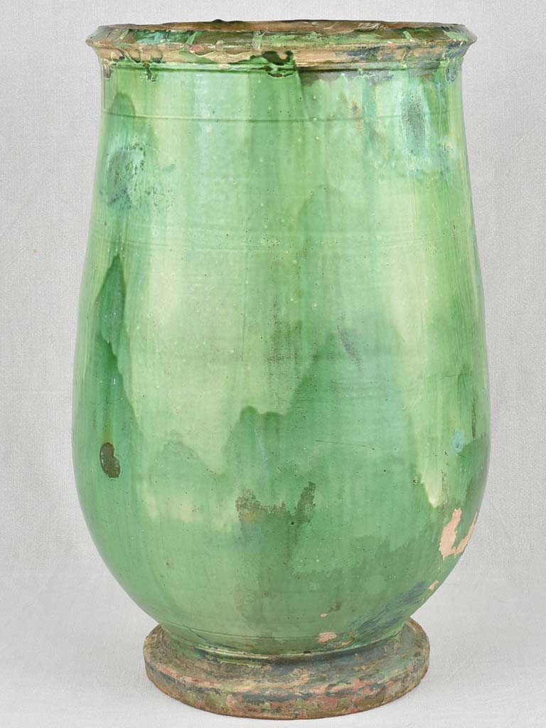 Olive jar, green glaze, Tournac, 19th-century 26¾"