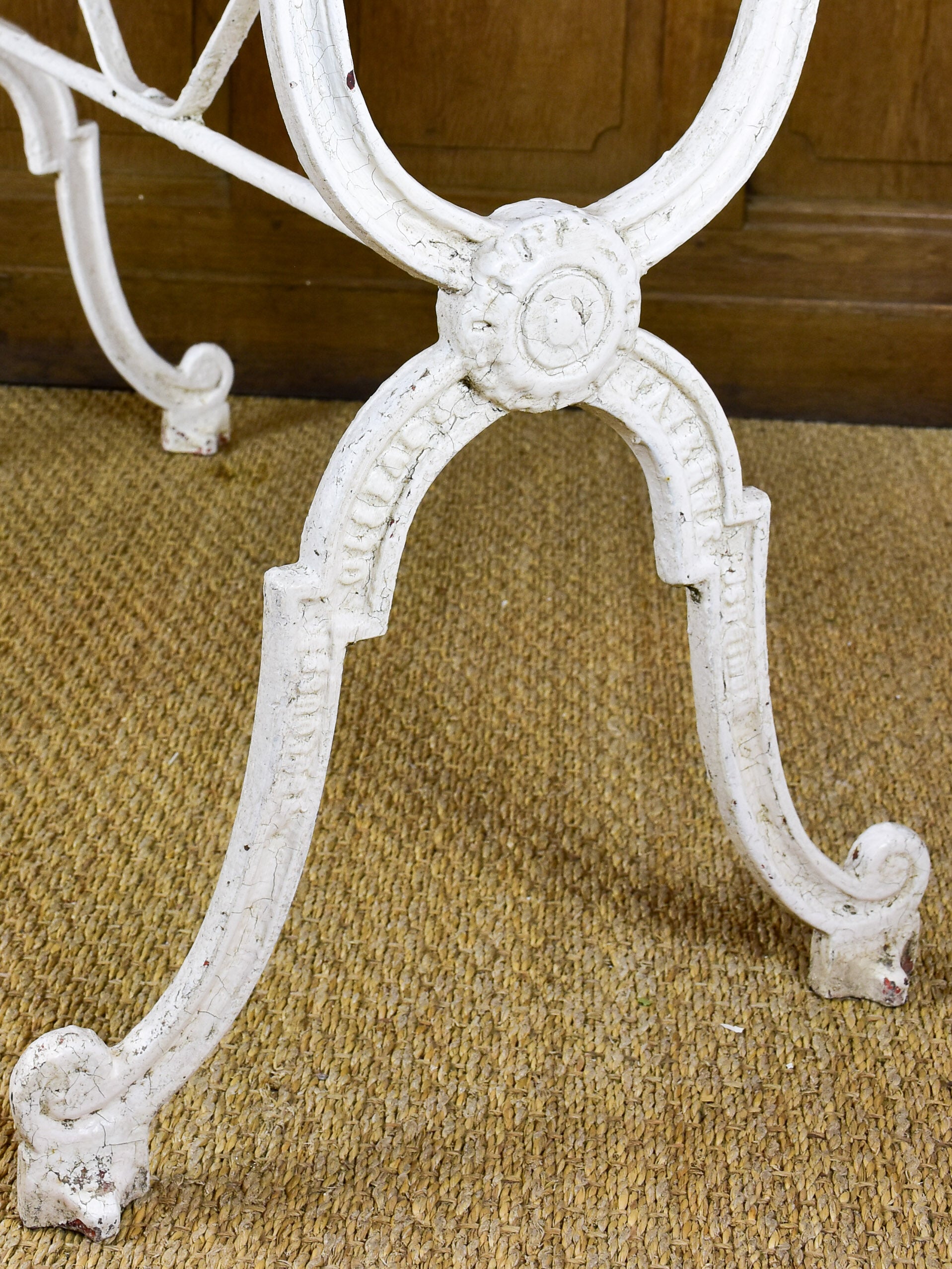Antique French garden table with marble top