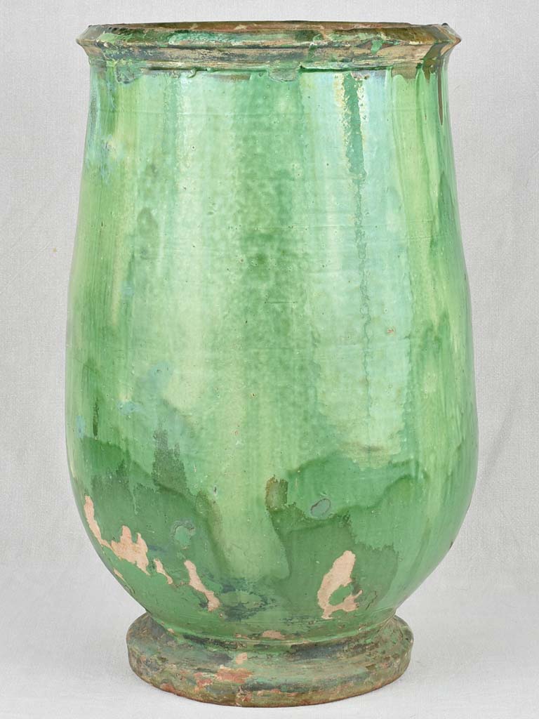 Olive jar, green glaze, Tournac, 19th-century 26¾"