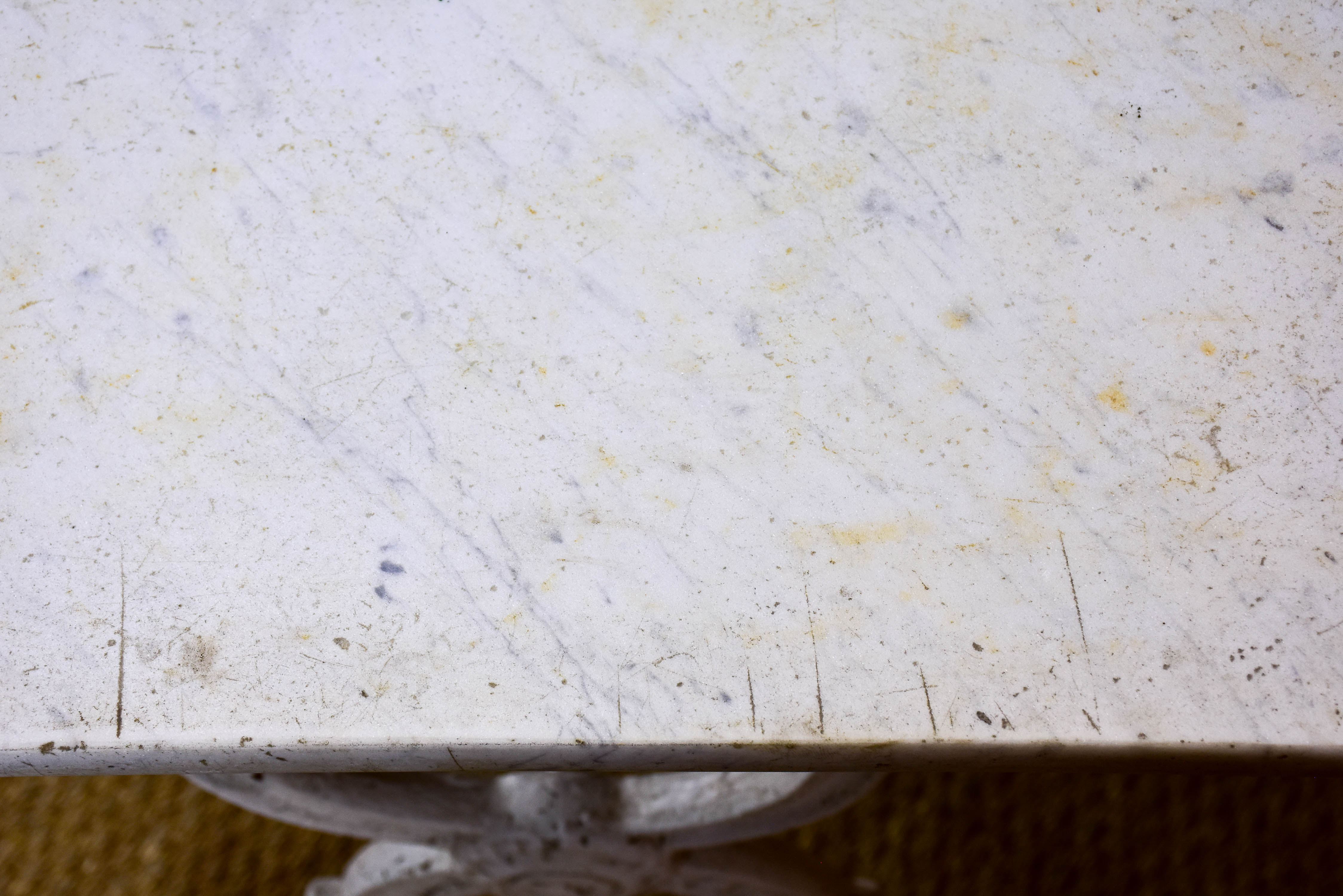 Antique French garden table with marble top