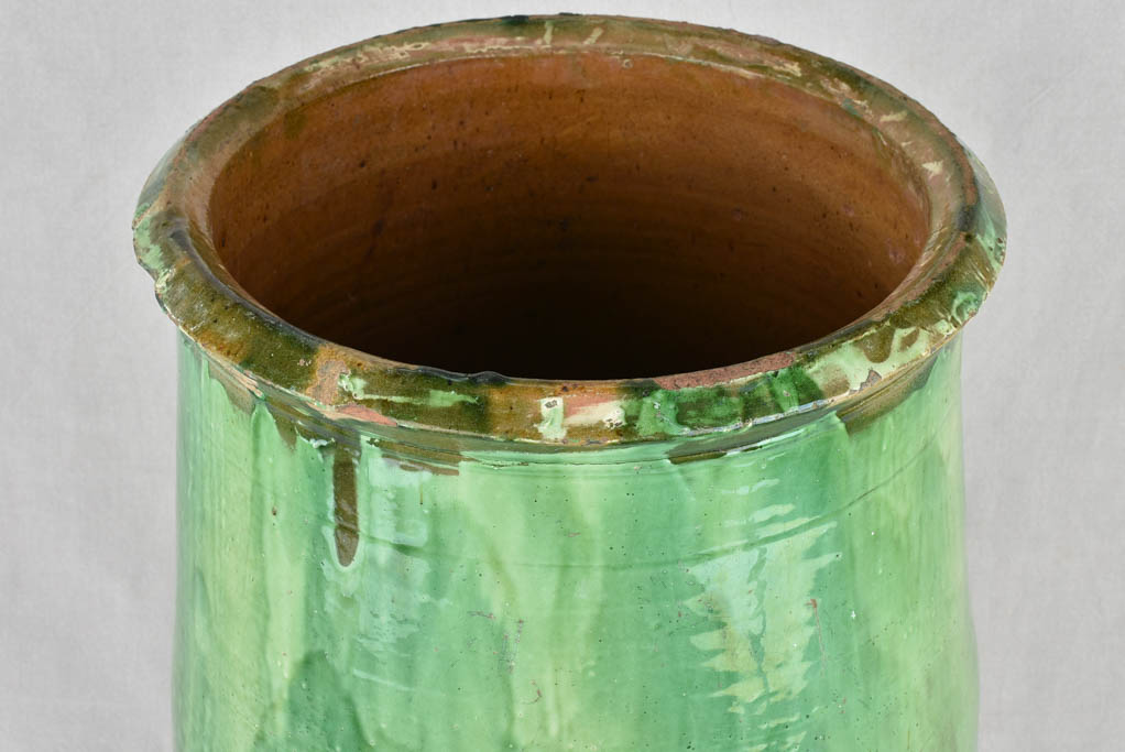 Olive jar, green glaze, Tournac, 19th-century 26¾"