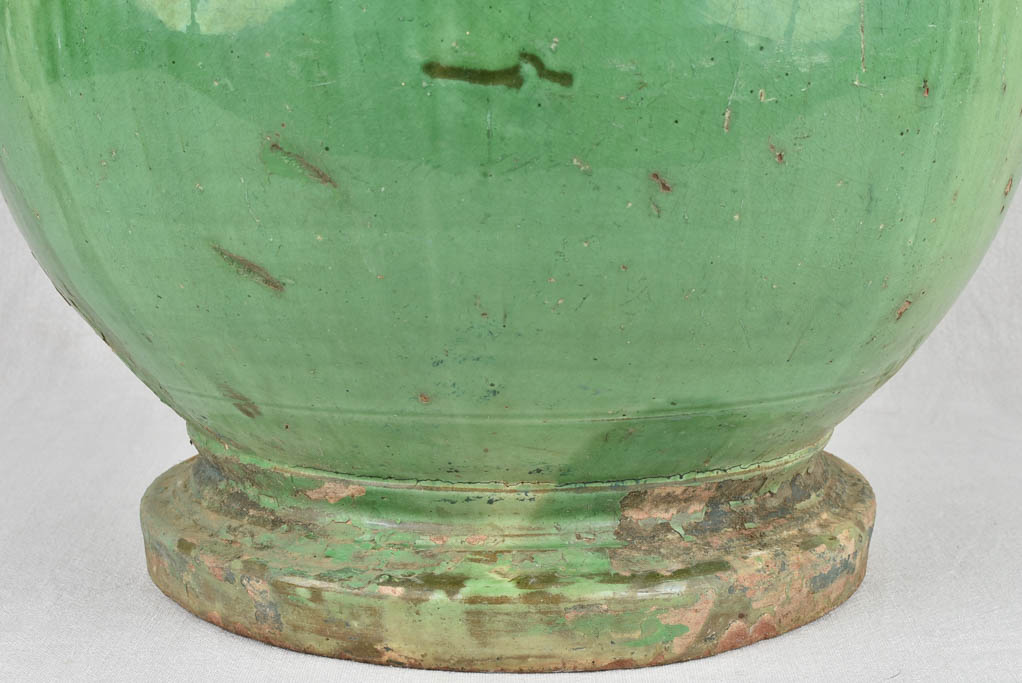 Olive jar, green glaze, Tournac, 19th-century 26¾"