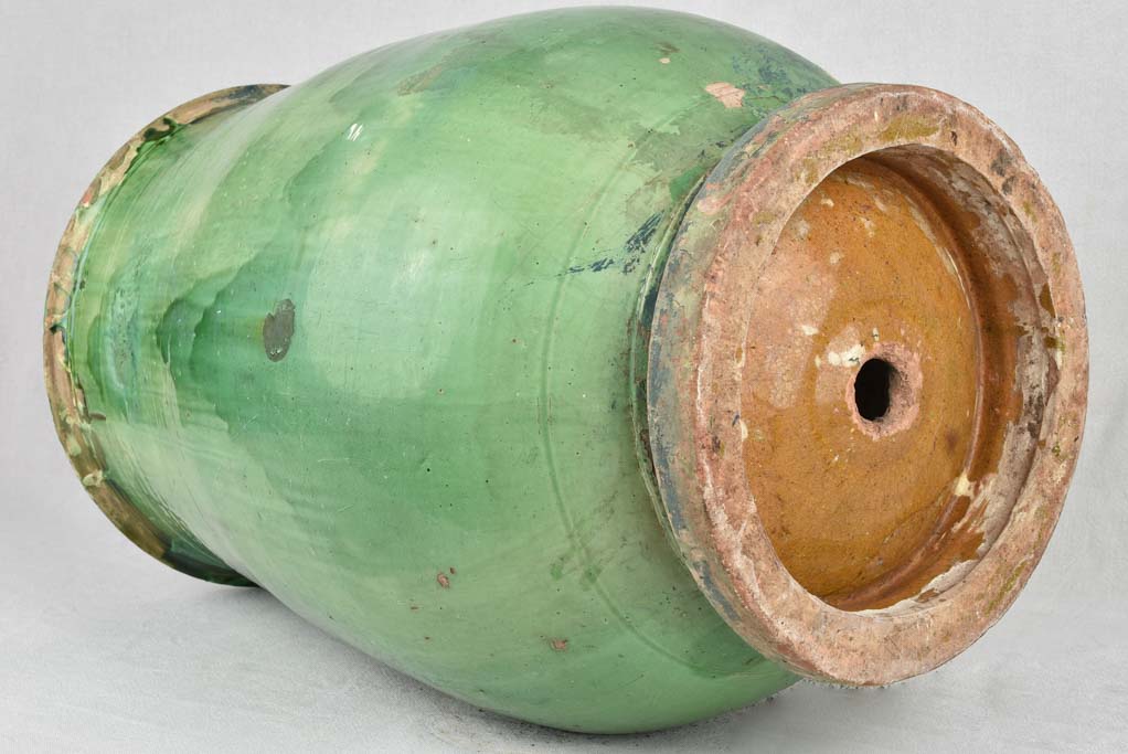 Olive jar, green glaze, Tournac, 19th-century 26¾"