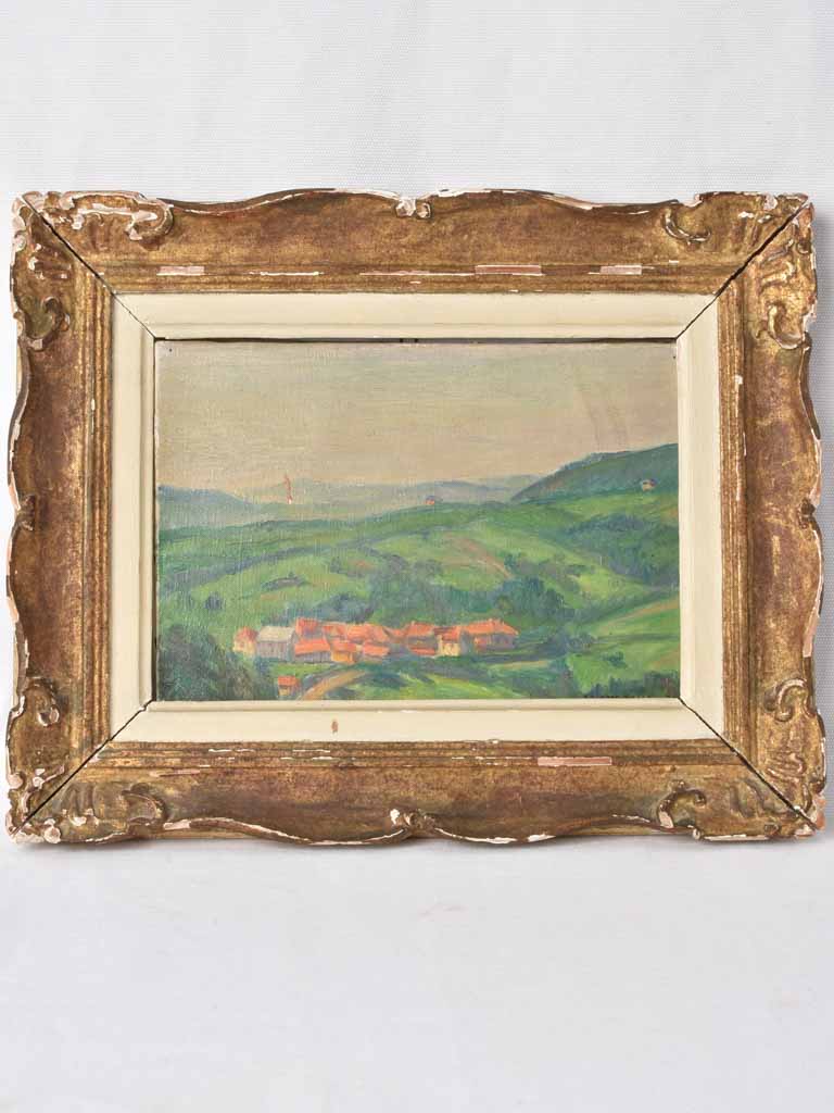 Small vintage landscape painting - Auvergne 13" x 15¾"