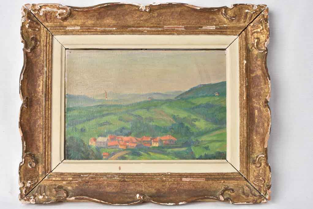 Small vintage landscape painting - Auvergne 13" x 15¾"