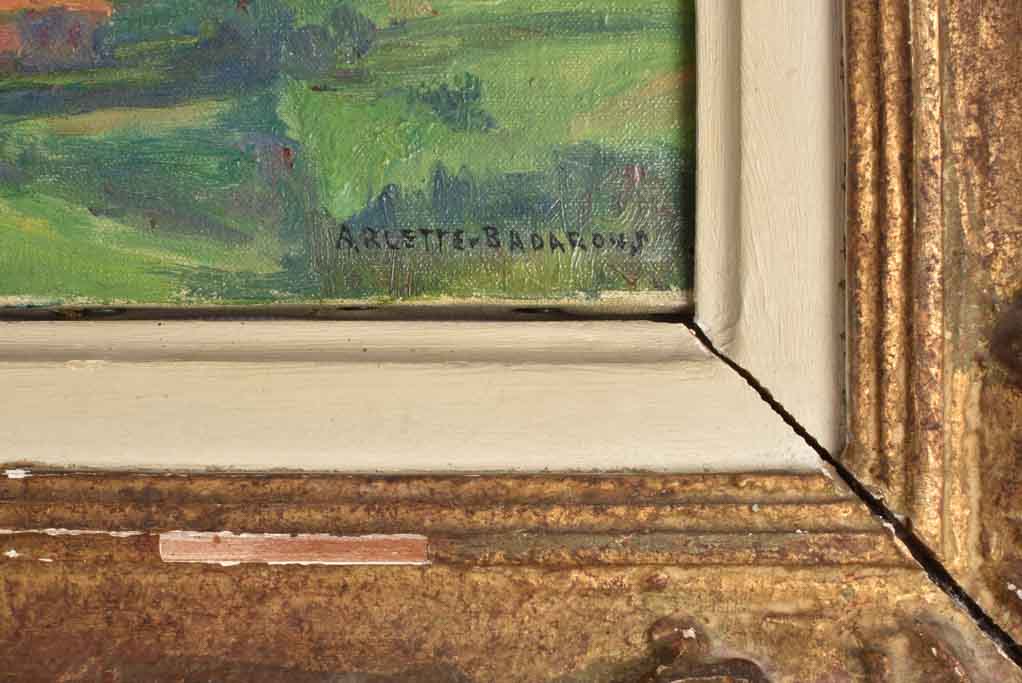 Small vintage landscape painting - Auvergne 13" x 15¾"