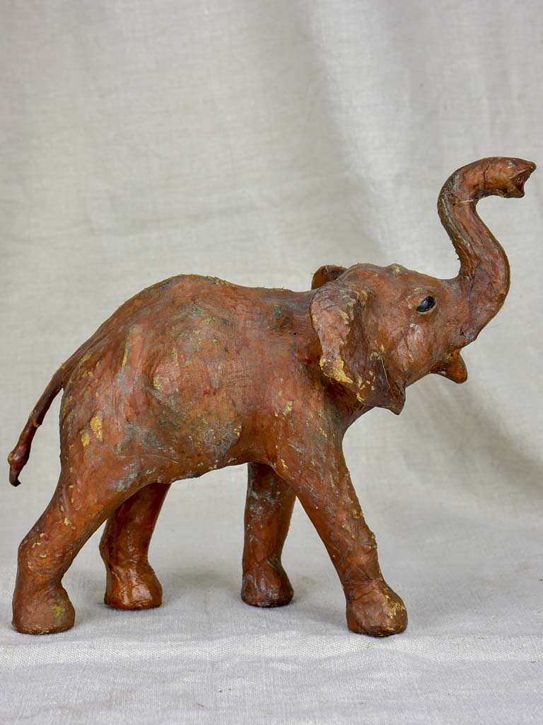 1950's Leather and wood sculpture of an elephant