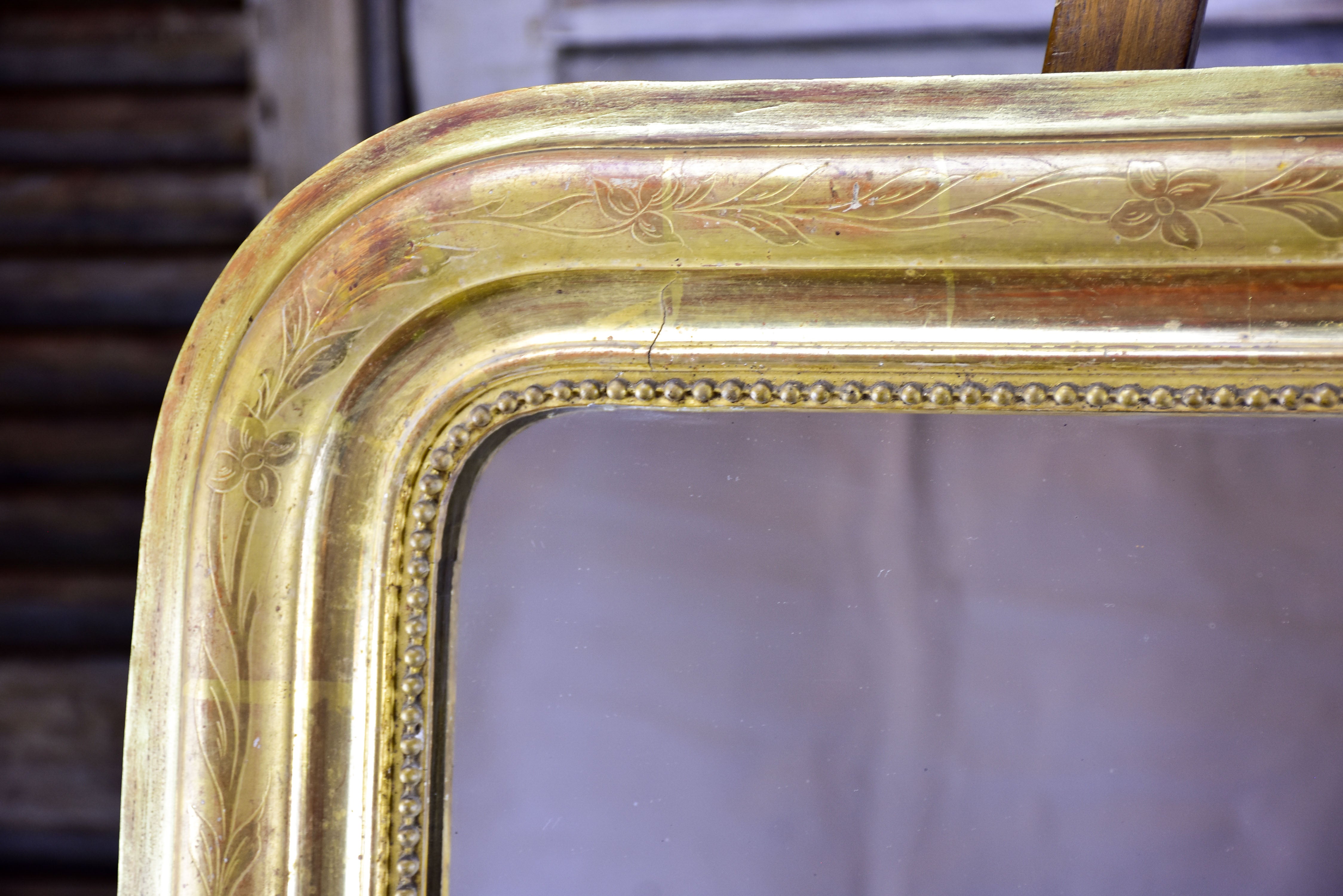 Antique French Louis Philippe mirror with gold frame