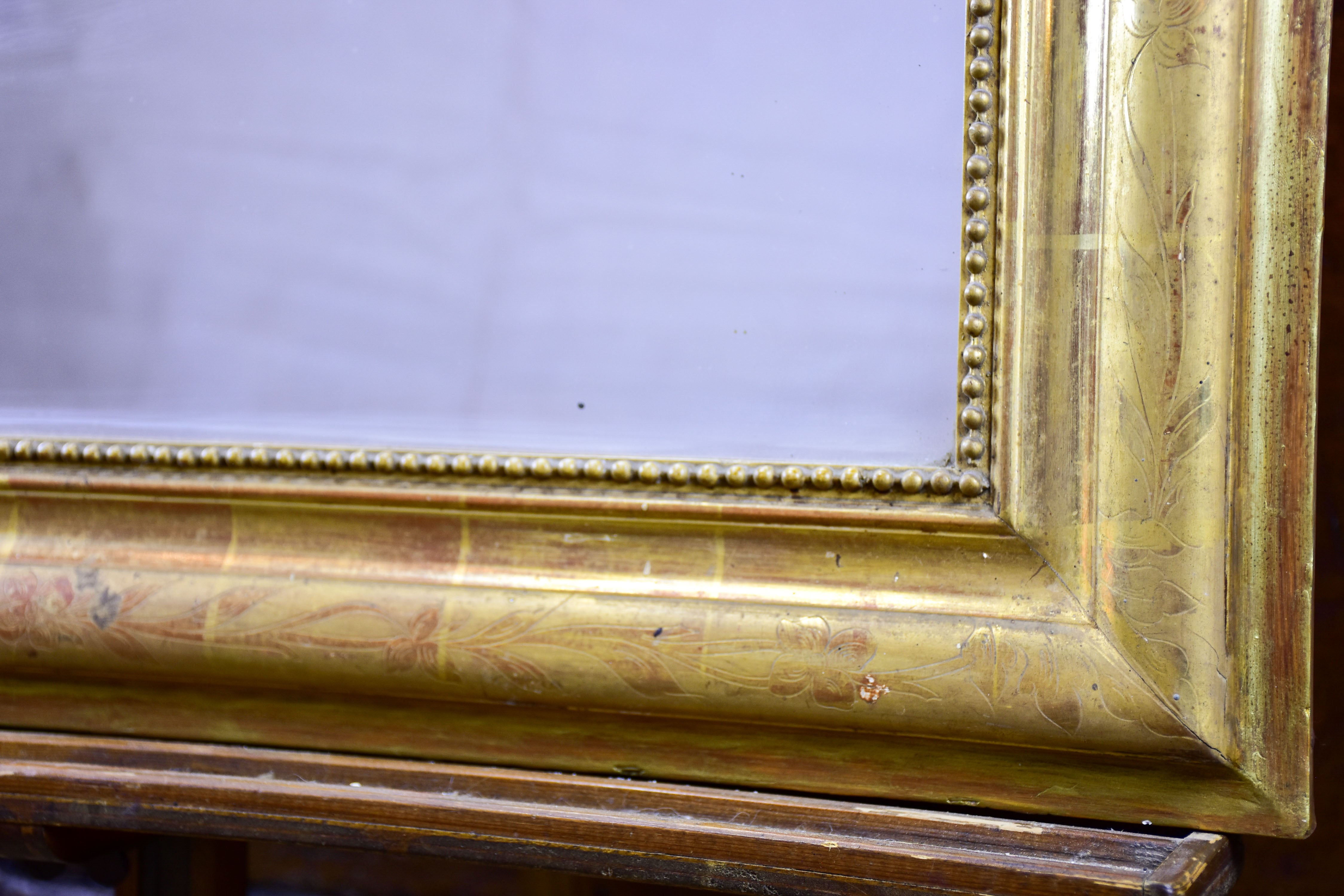 Antique French Louis Philippe mirror with gold frame