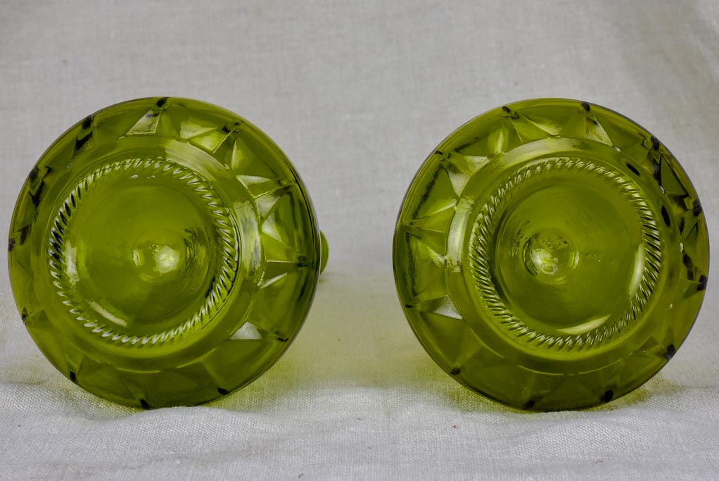 Rustic Italian green-glass wine carafes