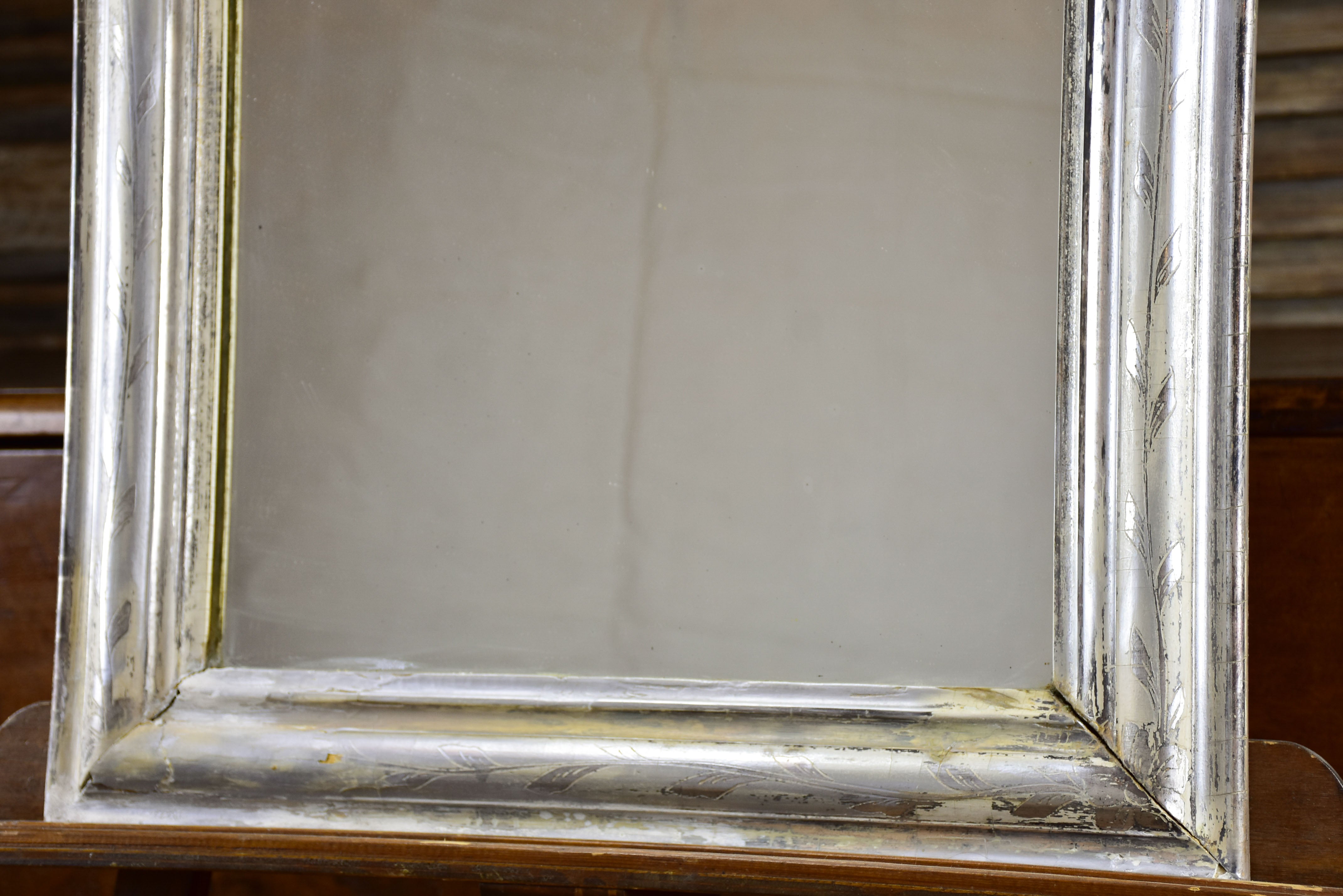 Antique French Louis Philippe mirror with silver frame