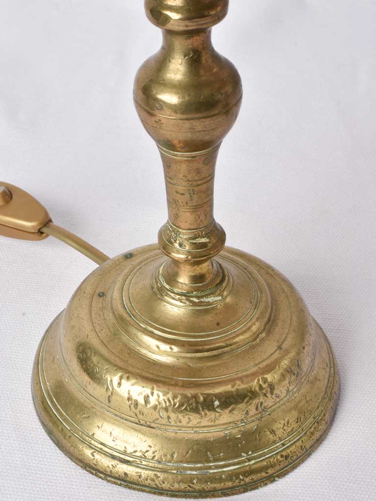 Two small bronze table lamps w/ red shades 19¾"