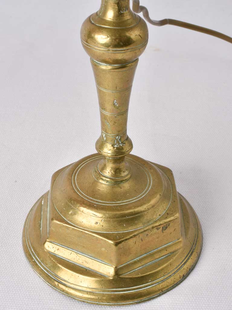 Two small bronze table lamps w/ red shades 19¾"