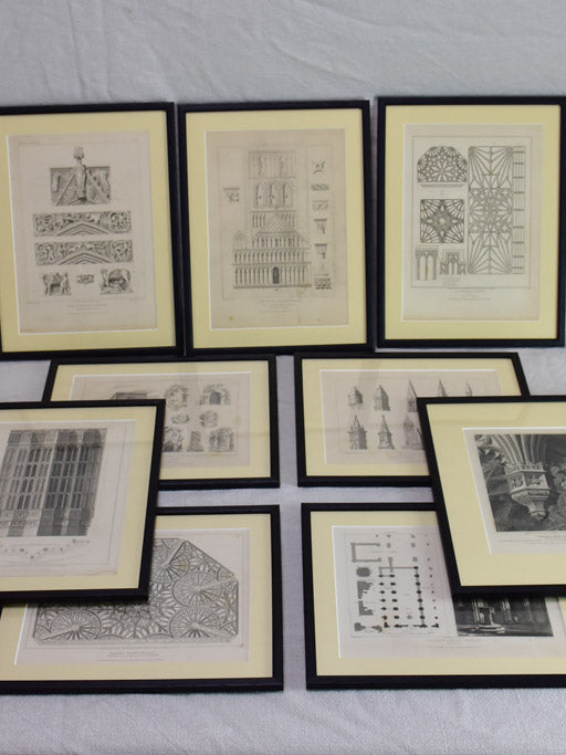 Collection of four English architectural engravings of cathedrals, churches and chapels 12¼ x 10¾""