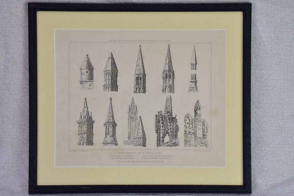 Collection of four English architectural engravings of cathedrals, churches and chapels 12¼ x 10¾""