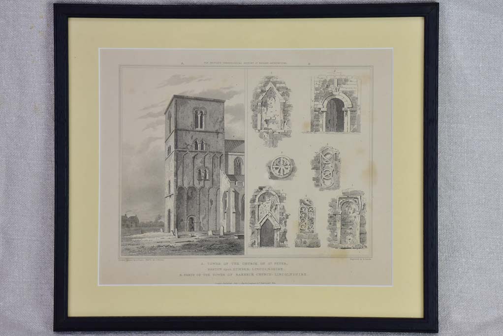 Collection of four English architectural engravings of cathedrals, churches and chapels 12¼ x 10¾""