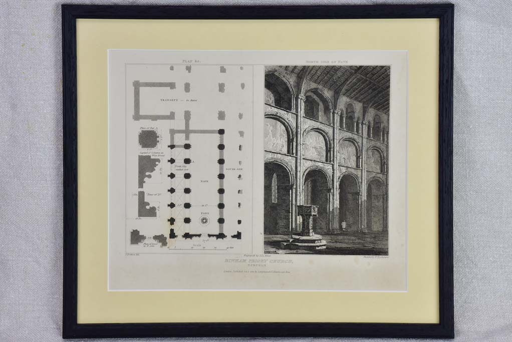 Collection of four English architectural engravings of cathedrals, churches and chapels 12¼ x 10¾""