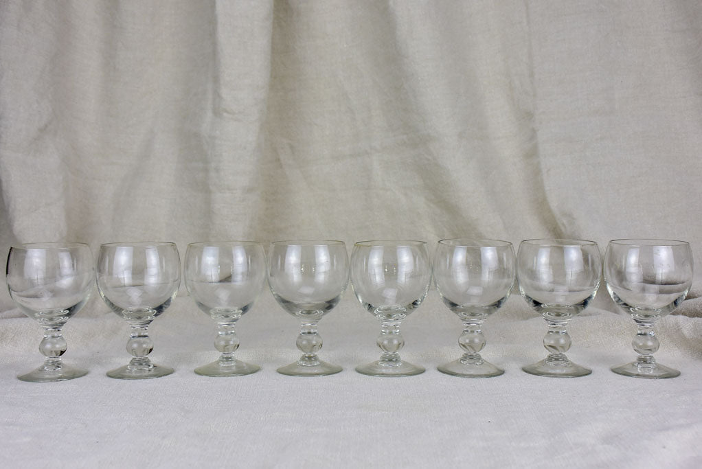 SEVEN early 20th Century crystal wine glasses