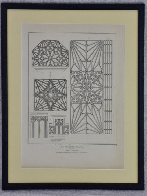 Collection of four English architectural engravings of cathedrals, churches and chapels 12¼ x 10¾""