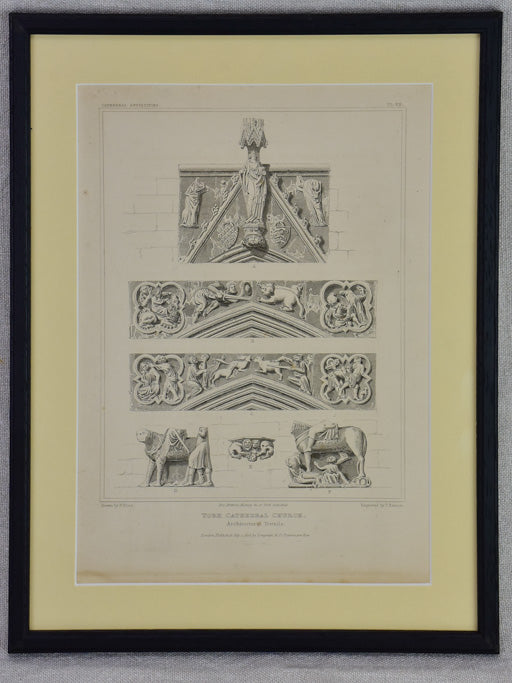 Collection of four English architectural engravings of cathedrals, churches and chapels 12¼ x 10¾""