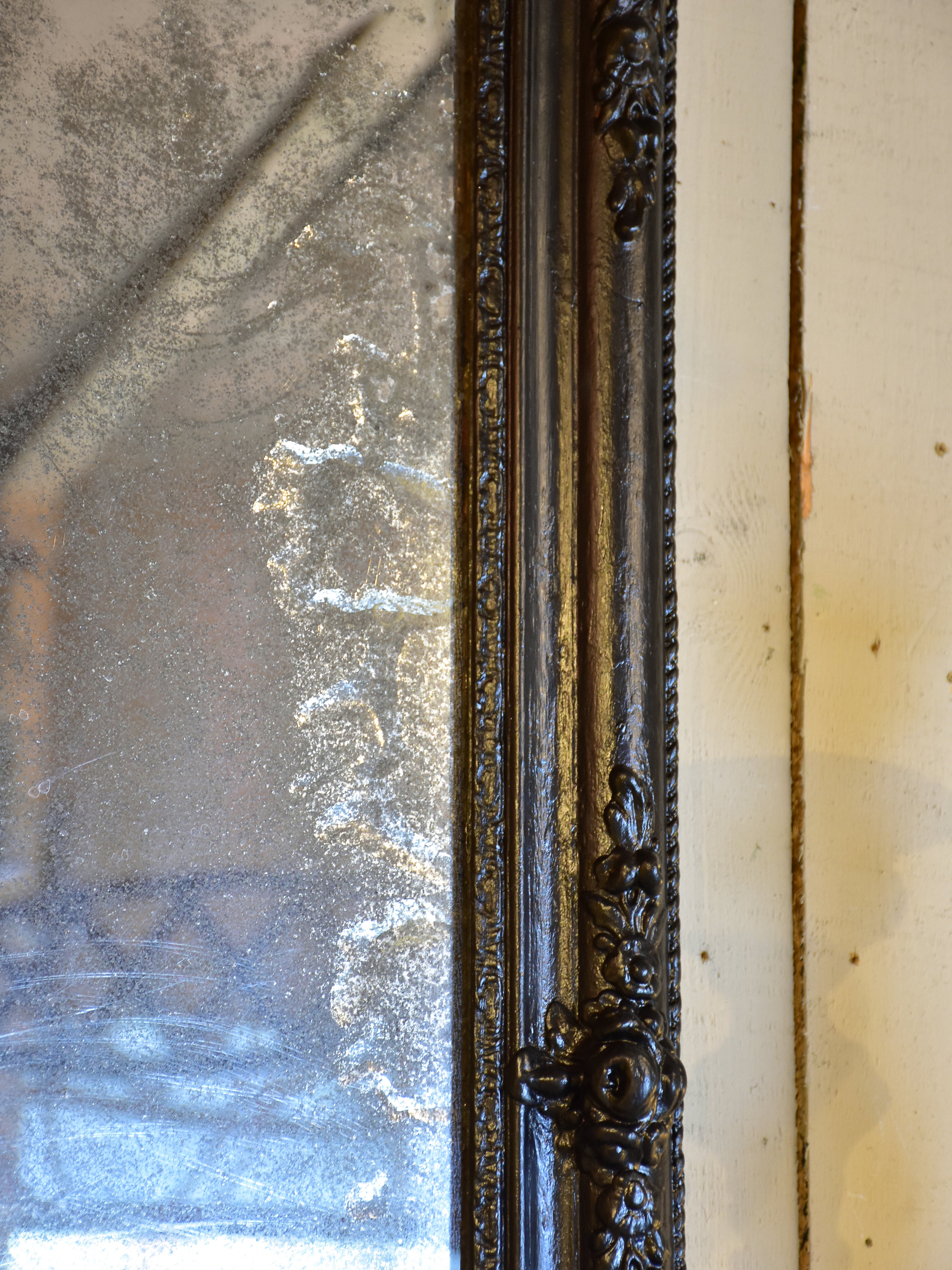 Antique Napoleon III mirror with black frame 31” x 46 ¾''