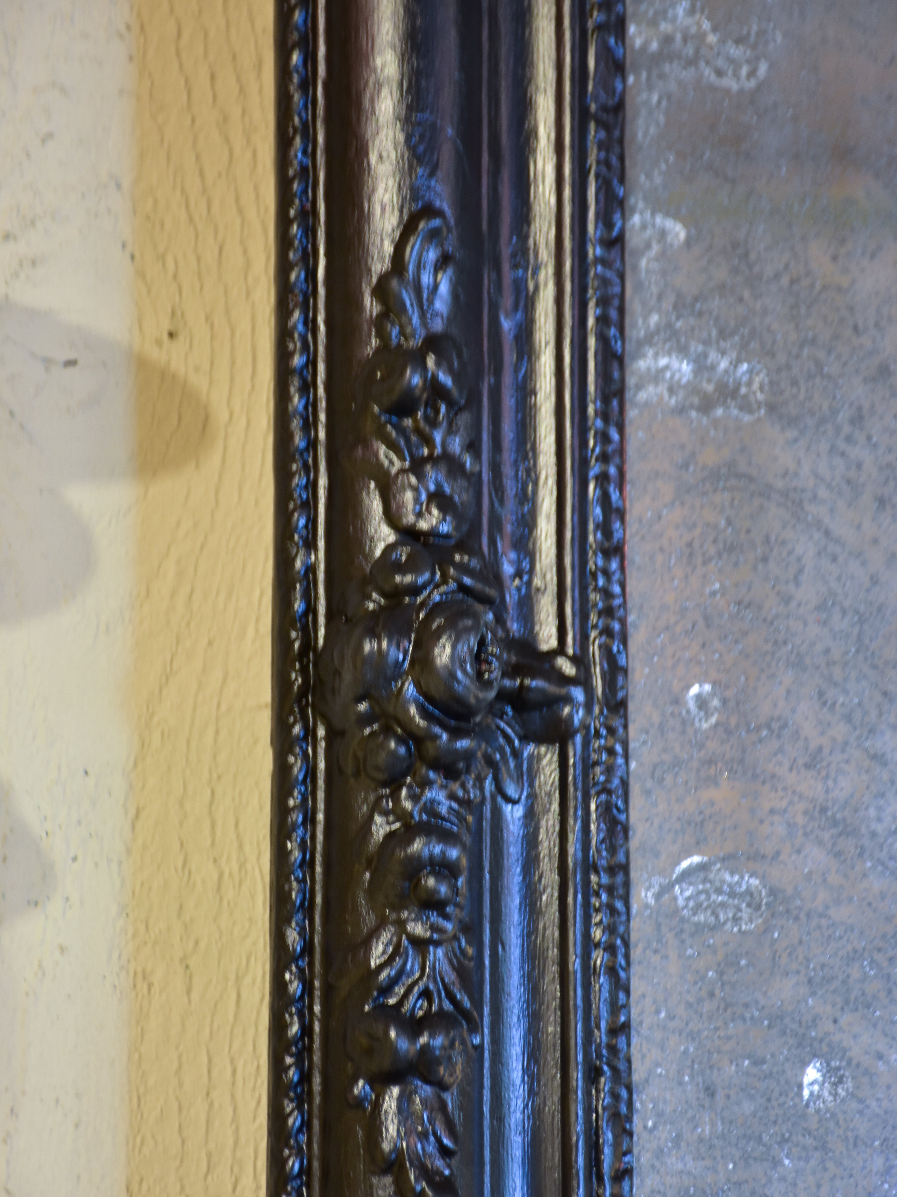Antique Napoleon III mirror with black frame 31” x 46 ¾''