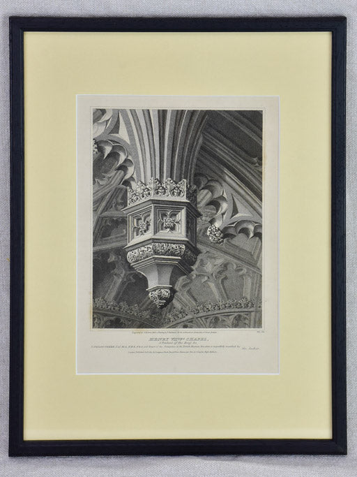 Collection of four English architectural engravings of cathedrals, churches and chapels 12¼ x 10¾""