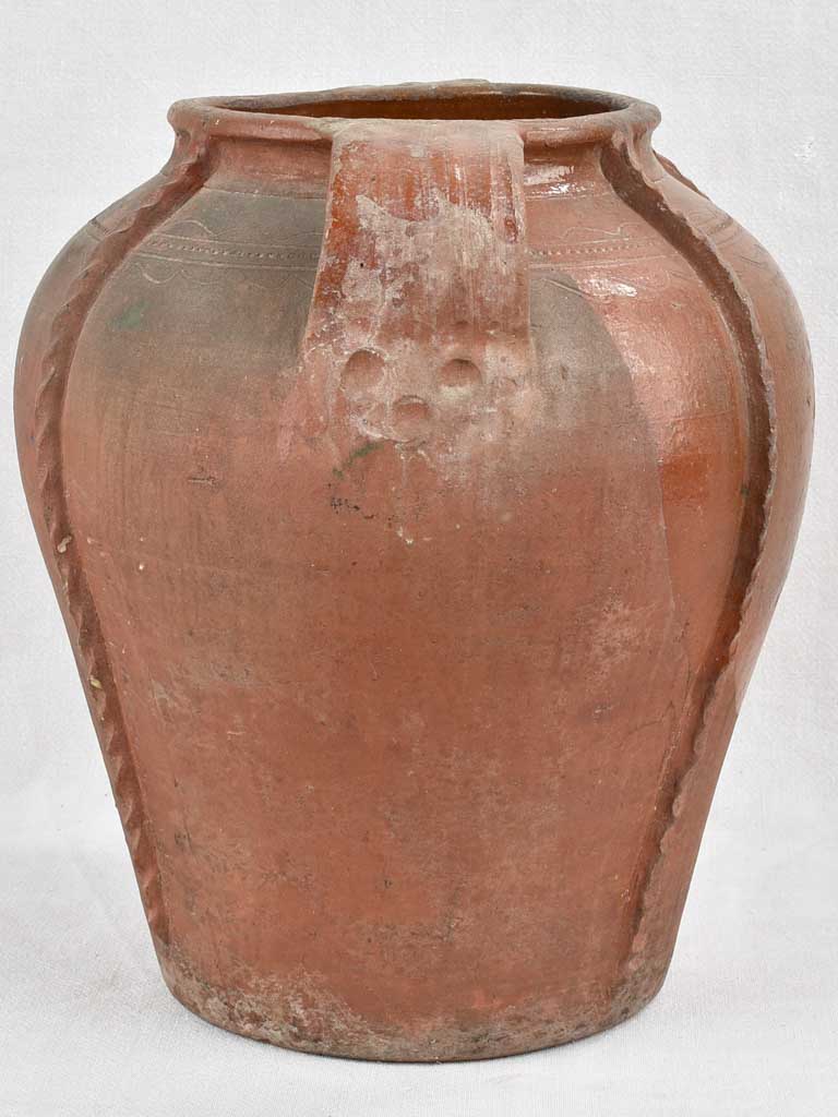 Ribbed detail terracotta antique preserving pot
