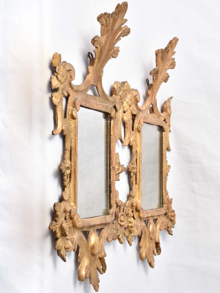 Pair of 18th century Italian gilded mirrors - Baroque 26¾" x 17"