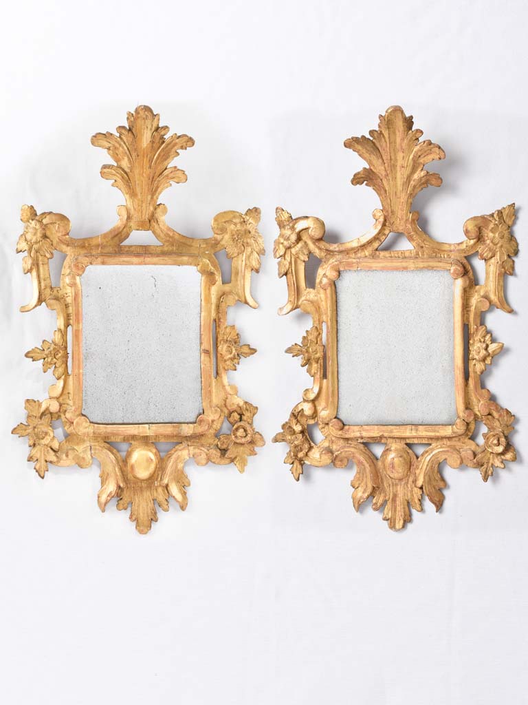 Pair of 18th century Italian gilded mirrors - Baroque 26¾" x 17"