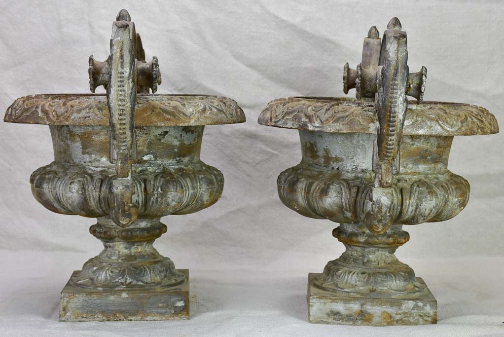 Pair of late 19th Century French Medici urns with loop handles 14½"