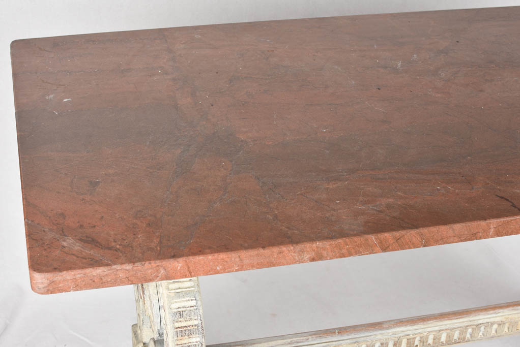Renaissance-style red marble table, 26¾" x 54¼"