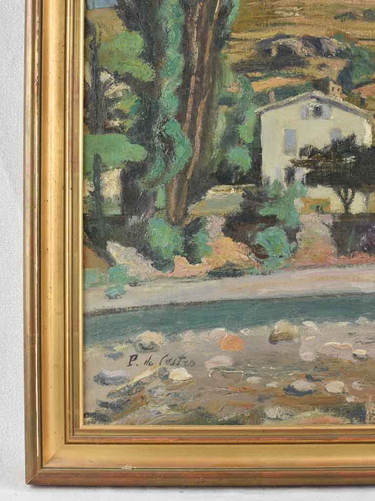 Provencale Landscape painting - Farm house with poplars - Paul de Castro (1882-1940) - 29½" x 25¼"