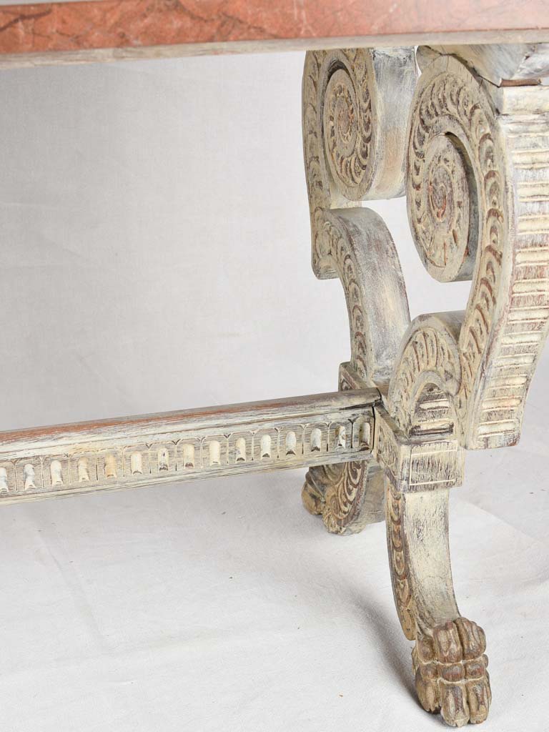 Renaissance-style red marble table, 26¾" x 54¼"